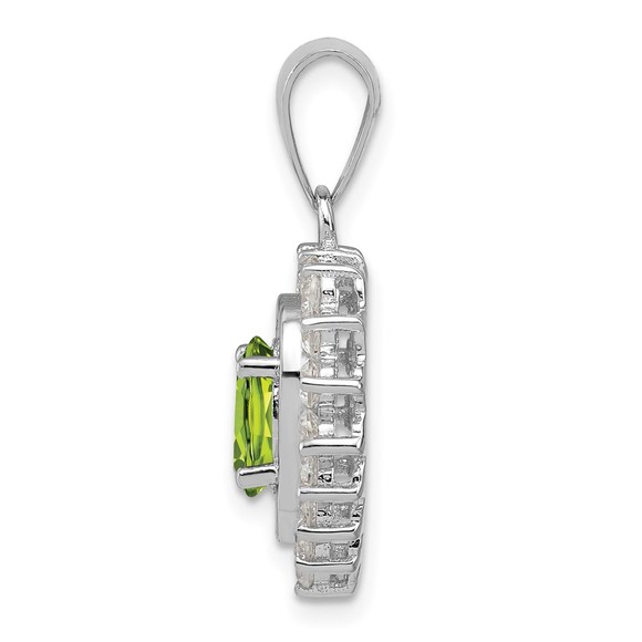 Sterling Silver Rhodium-plated Peridot August Birthstone and CZ Charm Pendant - Picture 2 of 4